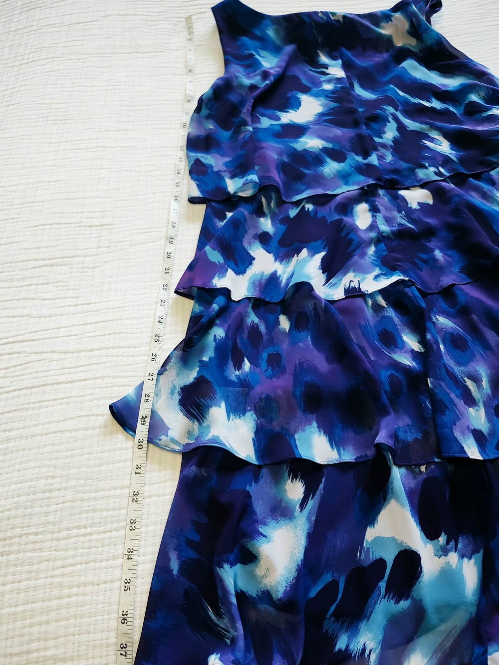 S.L. Fashions Purple and Blue Watercolor Print Women's Dress